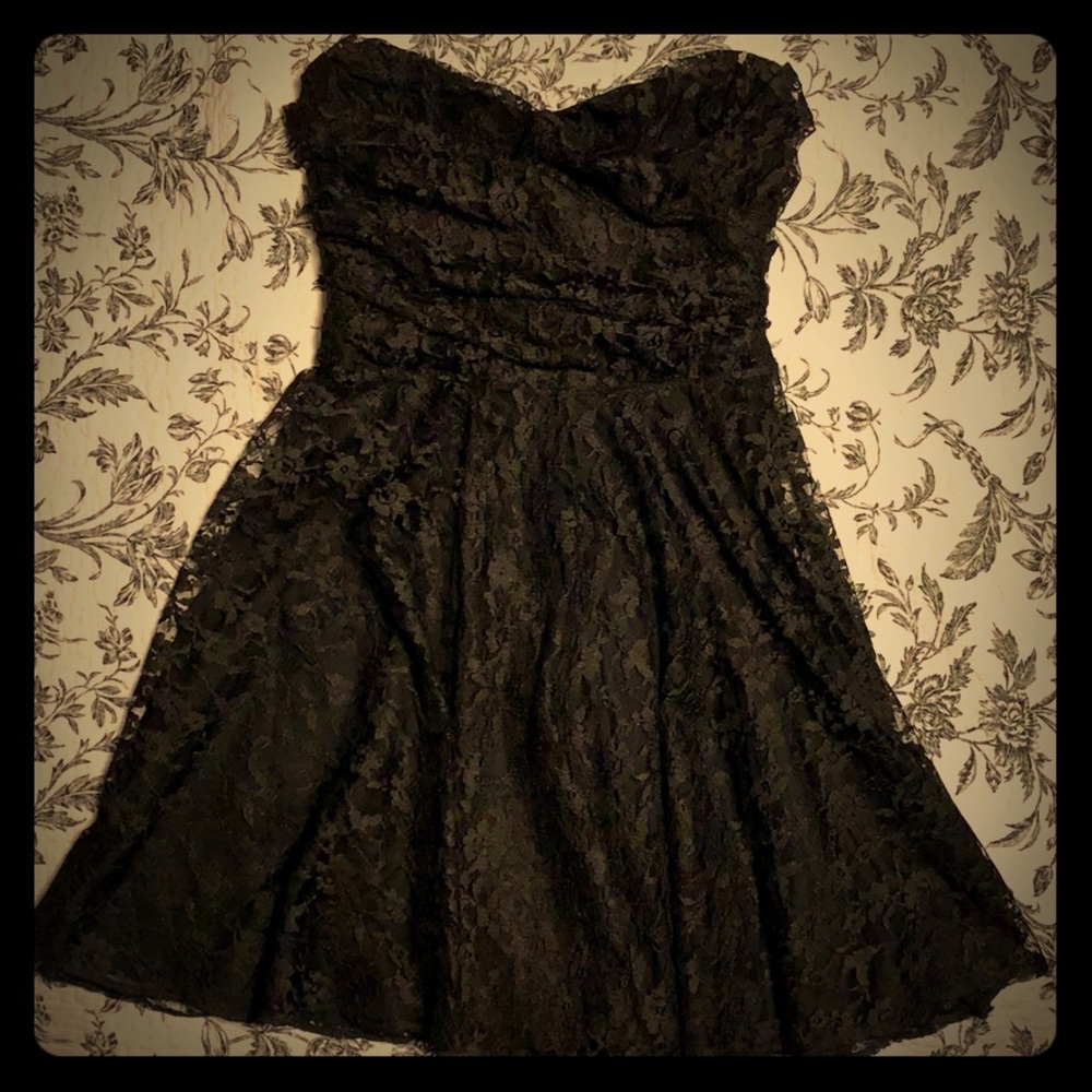 Express Black Strapless Cocktail Dress